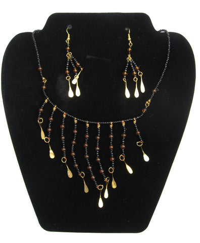 Necklace and Earrings with Glass Beads