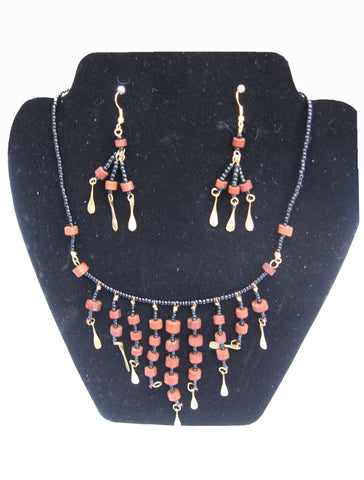 Wooden Necklace and Earrings