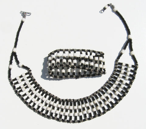 Beaded Collar Necklace and Bracelet